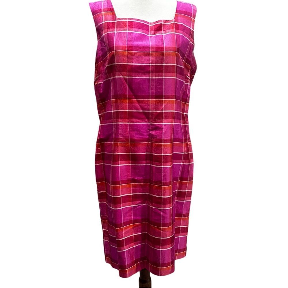 Jillian Jones Dress Womens 10 Pink Stripe 100% Silk Sleeveless Dressy Sheath 10